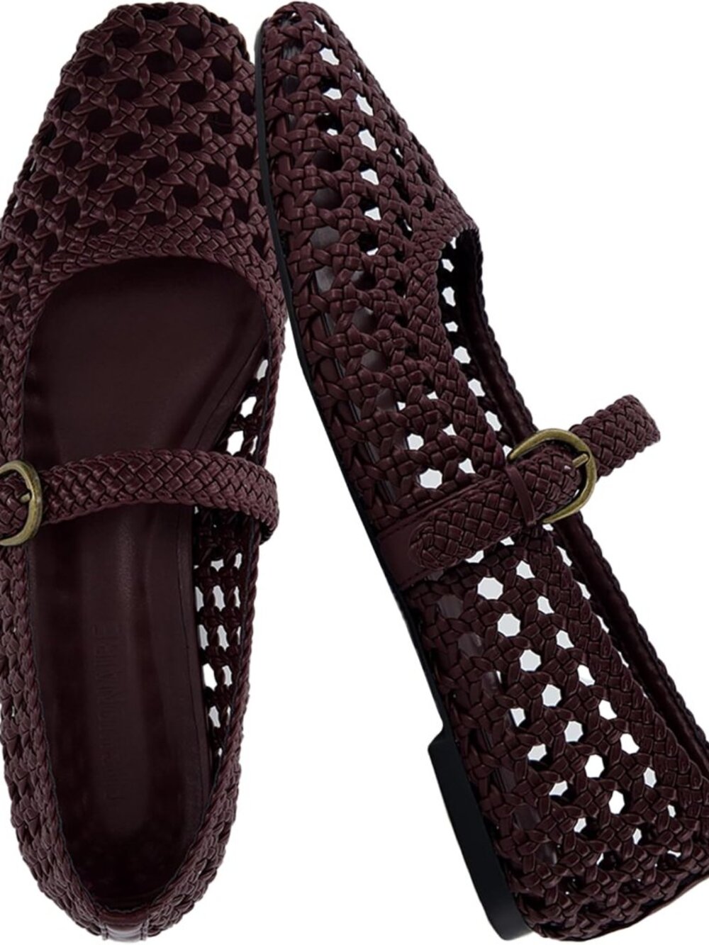 Weston Hand Woven Mary Jane Flats for Women, Comfortable Dressy Ballet Flats wit